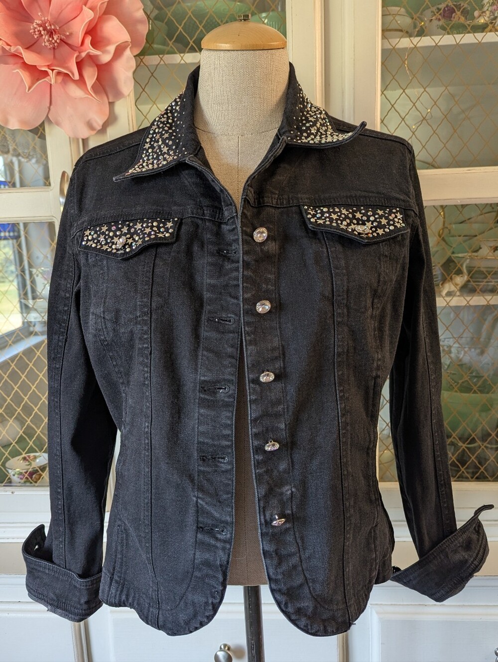 💎✨Celestial Swarovski Crystal Sparkling Star Fairycore Embellished Denim Jacket - Picture 4 of 14
